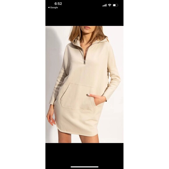 All Saints Xonda Beige Long Sleeve Cotton Hoodie Dress Size Small - Picture 9 of 12